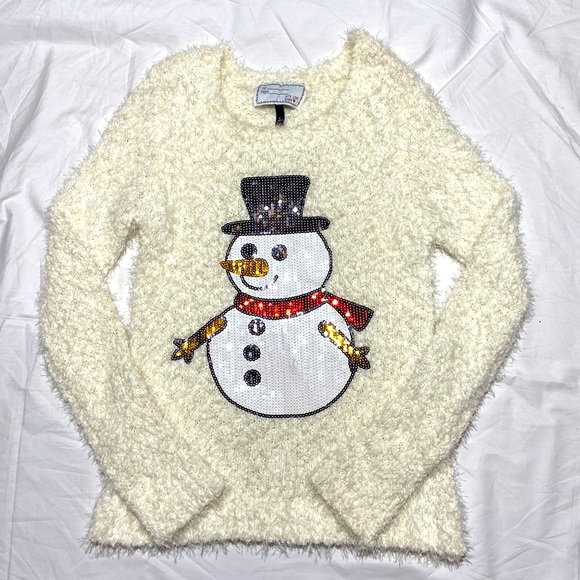 Holiday Snowman Sweater-Christmas-Winter. Sequin on the front. Large. Classy. - Picture 4 of 9